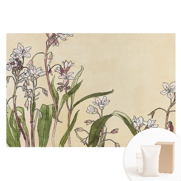 Fototapeta s potiskem na netkané textilii Jemné květiny na světlém pozadí