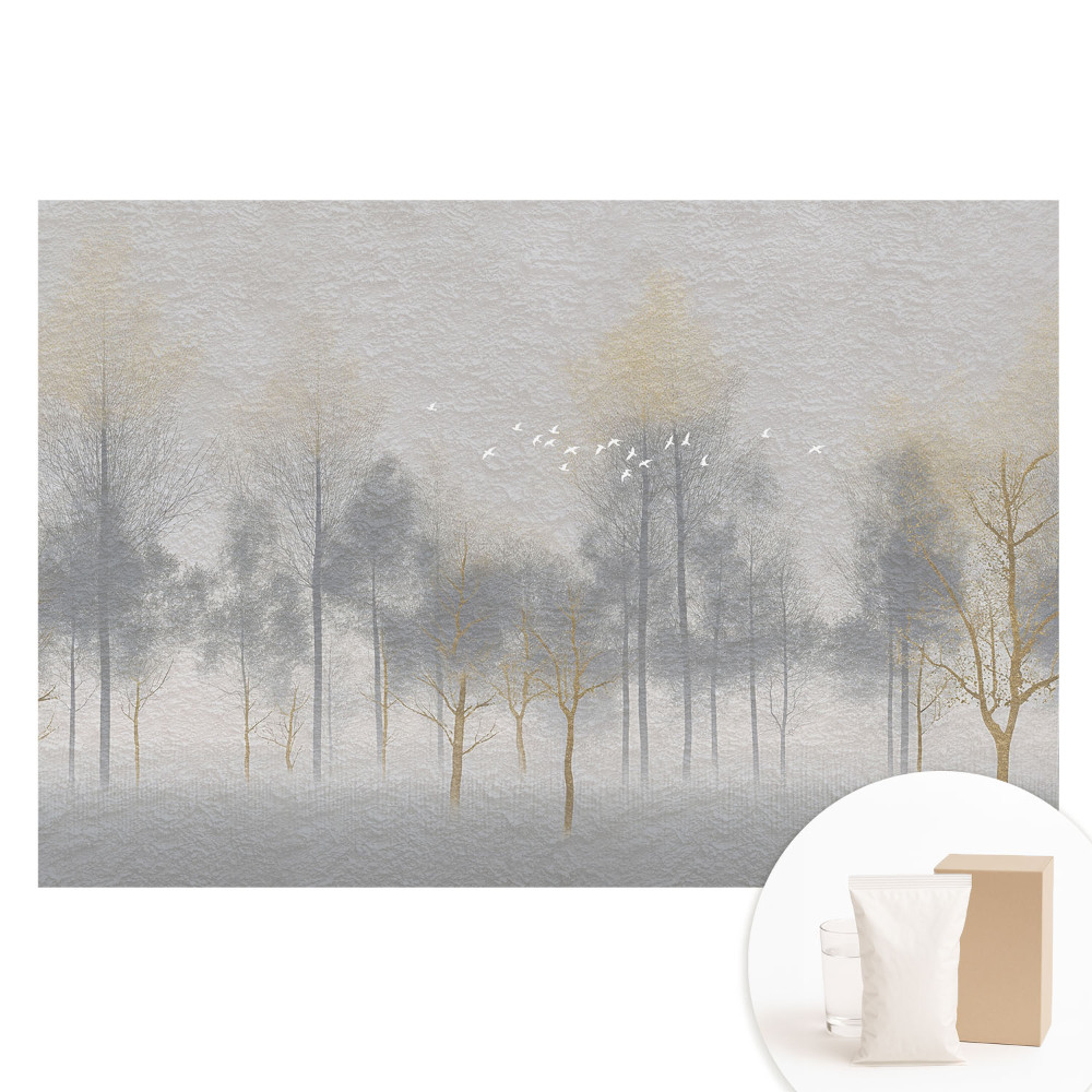 Fototapeta s potiskem na netkané textilii Jemná lesní scenérie v minimalistickém stylu