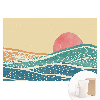 Fototapeta na netkané textilii Mořské vlny a růžové slunce abstraktní