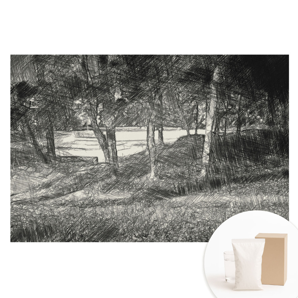 Velká fototapeta na zeď s motivem krajiny, stromu a řeky pro harmonii a klid