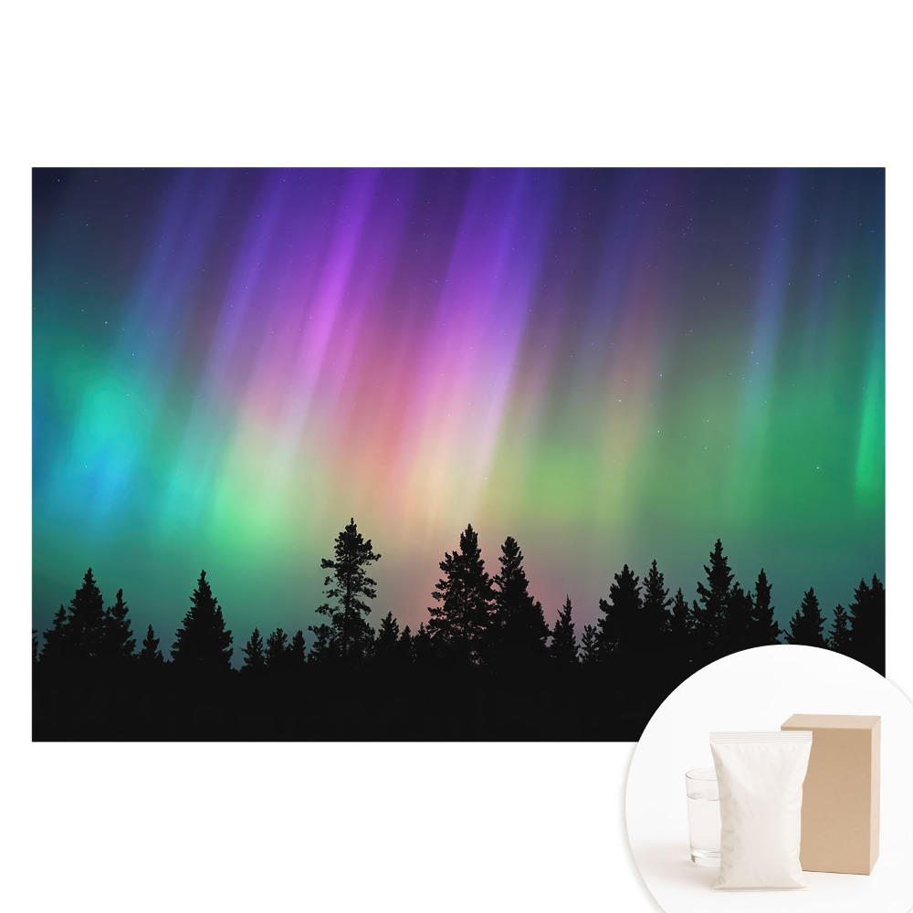 Velká fototapeta na zeď Polární záře nad lesem