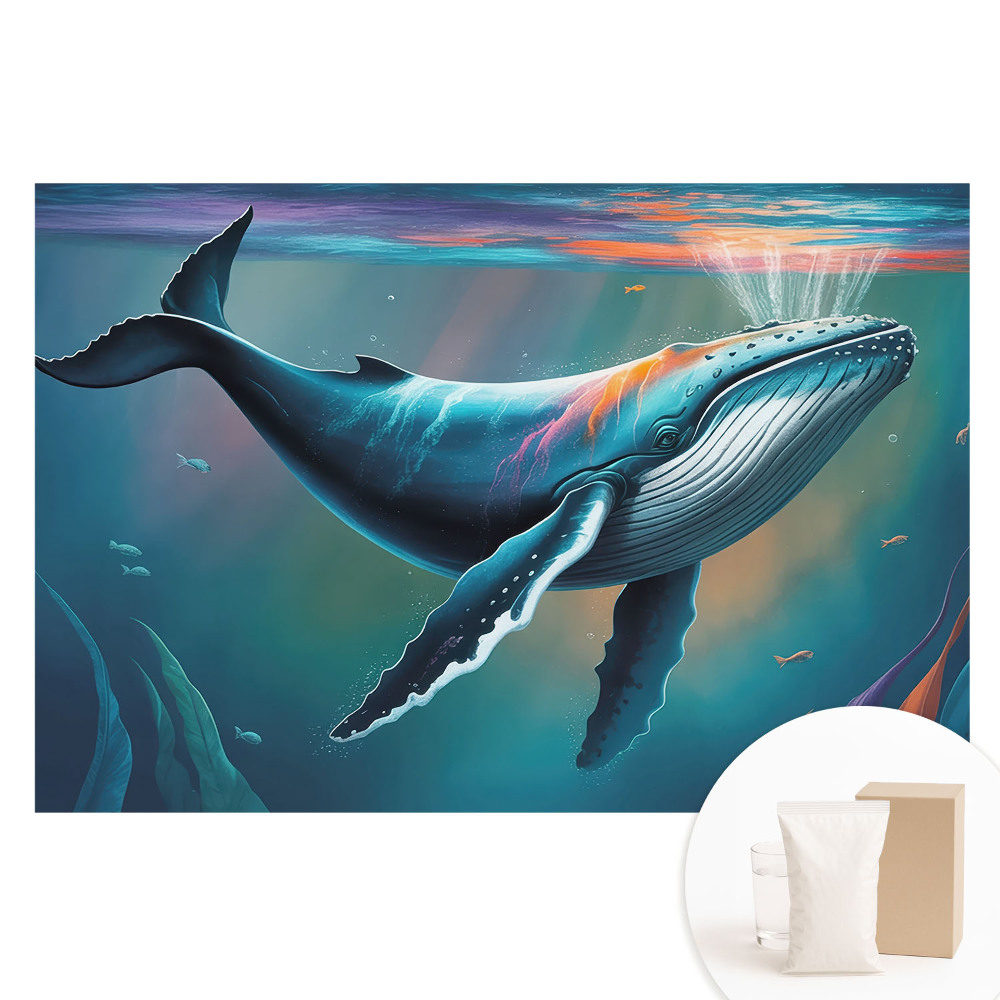 Fototapeta s potiskem na netkané textilii Velryba v barvách oceánu