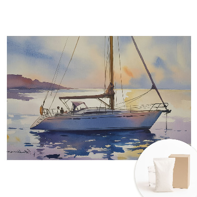 Velká fototapeta na zeď Jachta na vodě při západu slunce