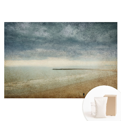 Netkaná fotografická tapeta Pobřeží při západu slunce, retro styl, atmosférické