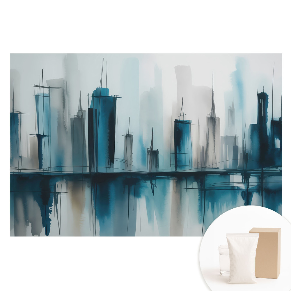 Netkaná fotografická tapeta Město v akvarelu, klidný, moderní akcent