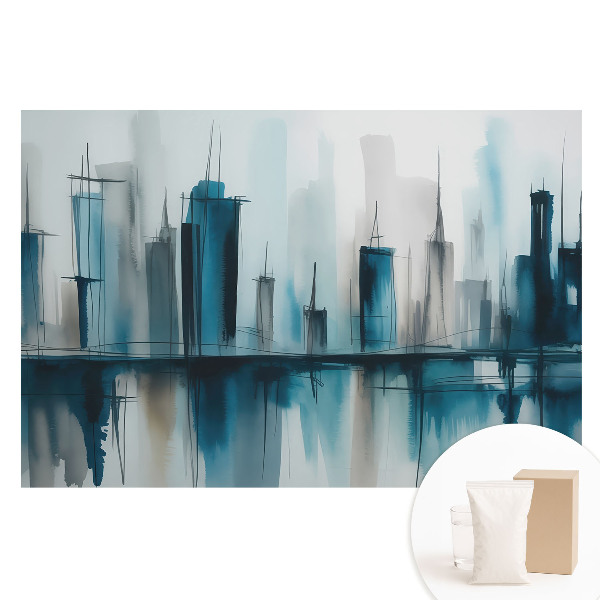 Netkaná fotografická tapeta Město v akvarelu, klidný, moderní akcent
