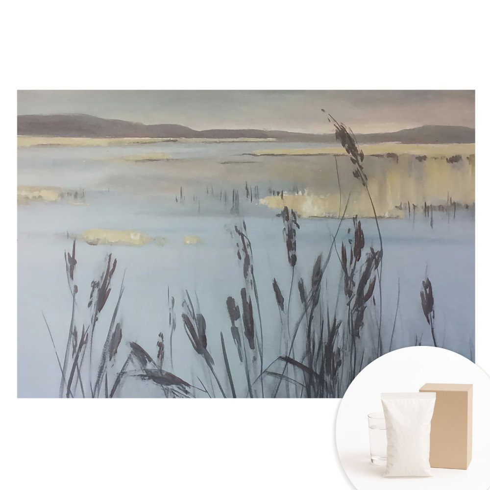 Netkaná tapeta s potiskem Jezero s rákosím, reflexní prostor
