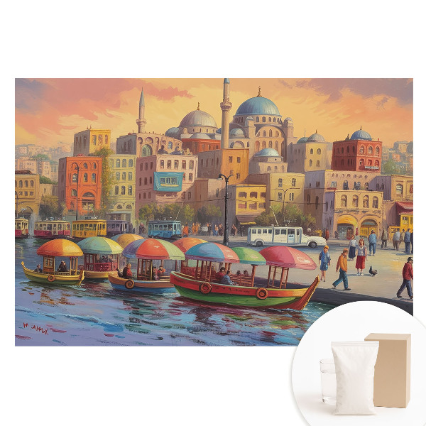 Fototapeta na netkané textilii Barevné lodě a městské kopule