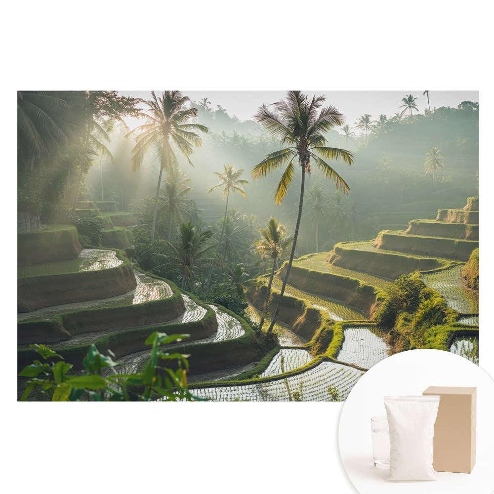 Netkaná fotografická tapeta Exotické rýžové terasy mezi palmami