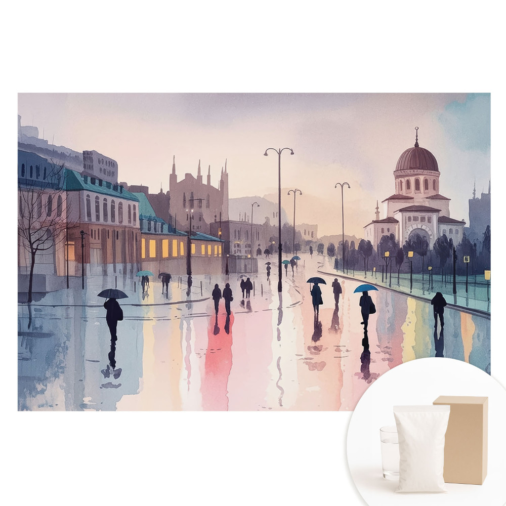 Fototapeta na vliesu Městská ulice po dešti