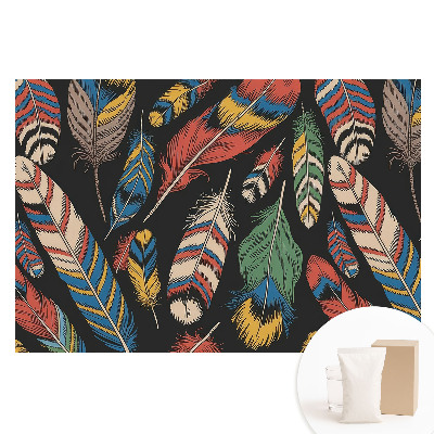 Velká fototapeta na zeď s motivem barevného peří v boho stylu