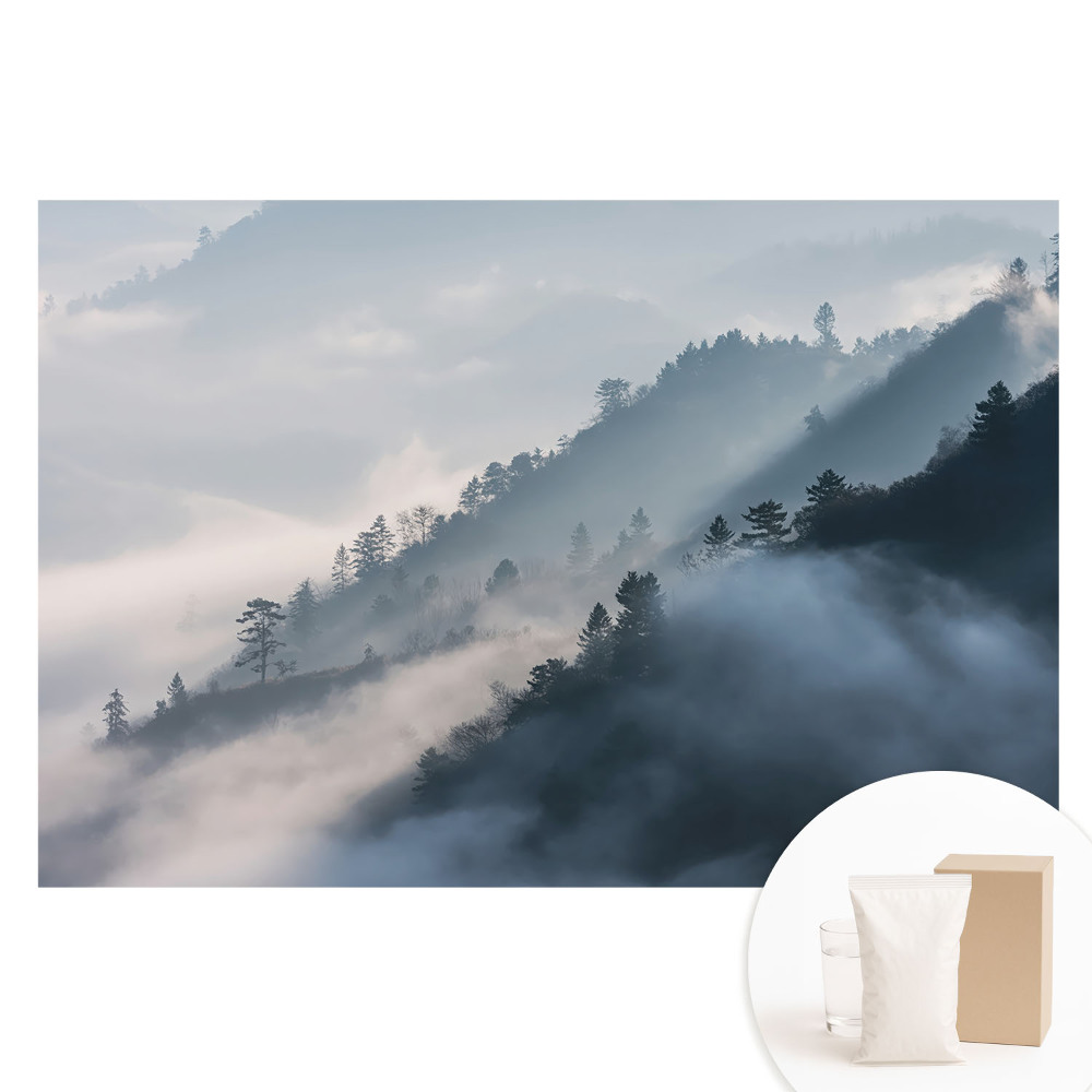 Netkaná tapeta Zatažená krajina hor a stromů