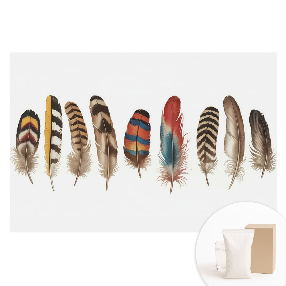 Fototapeta na netkané textilii Barevné peří s jedinečným boho vzorem