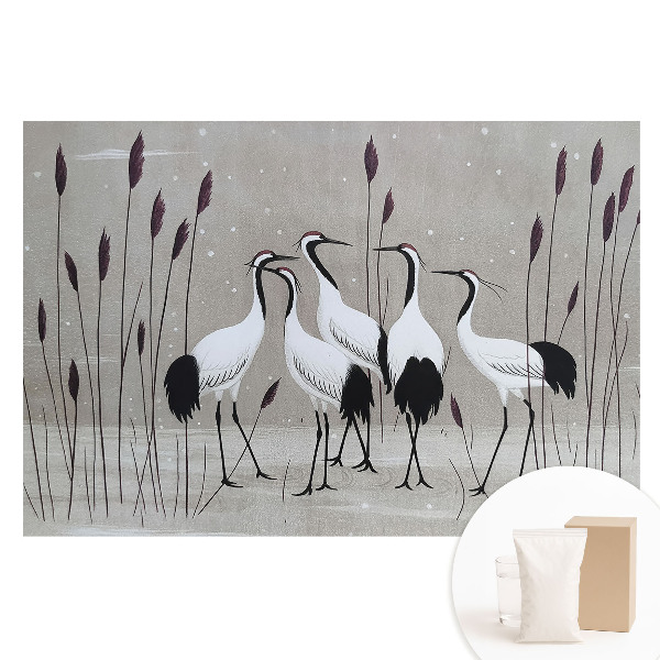 Fototapeta s potiskem na netkané textilii Jeřábi mezi rákosím