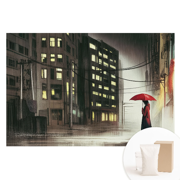 Fotografická tapeta na netkané textilii Záhada deštivé nálady v noci ve městě