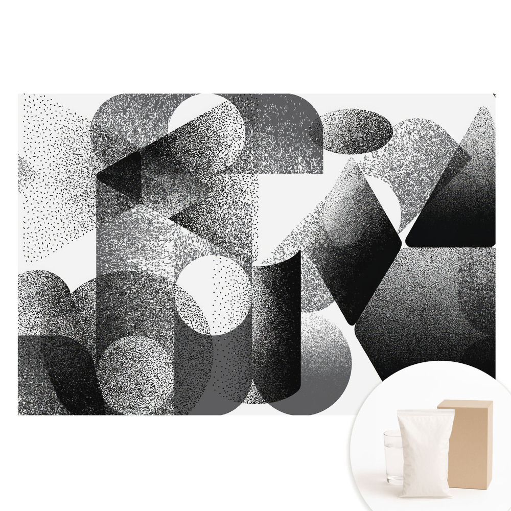 Fototapeta na netkané textilii s motivem abstraktních geometrických tvarů v černé a šedé barvě