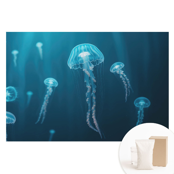 Fotografická tapeta na netkané textilii Modrá medúza hluboko v oceánu