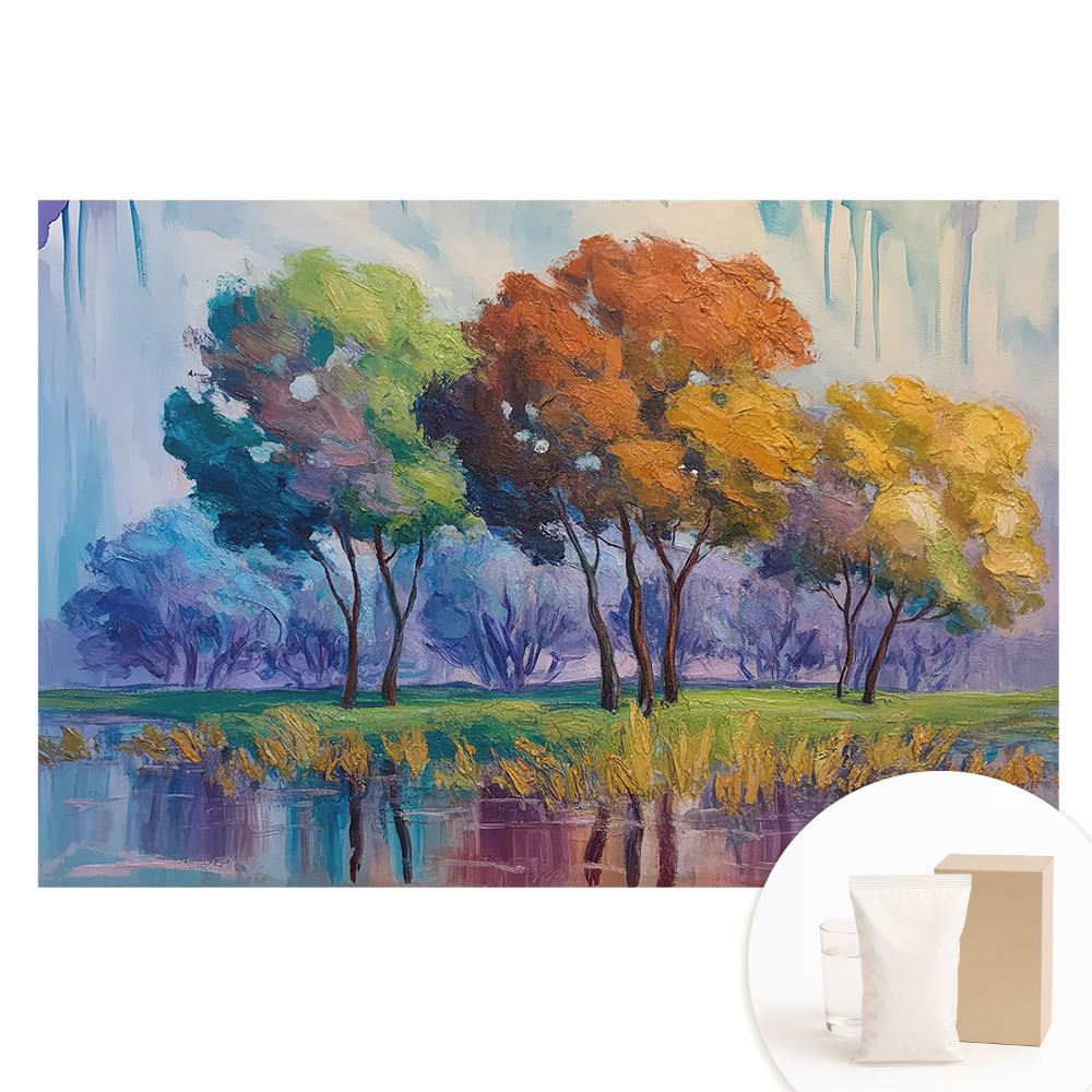 Netkaná tapeta s potiskem Abstraktní kompozice barevných stromů