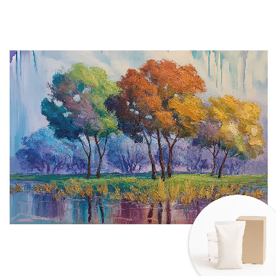 Netkaná tapeta s potiskem Abstraktní kompozice barevných stromů