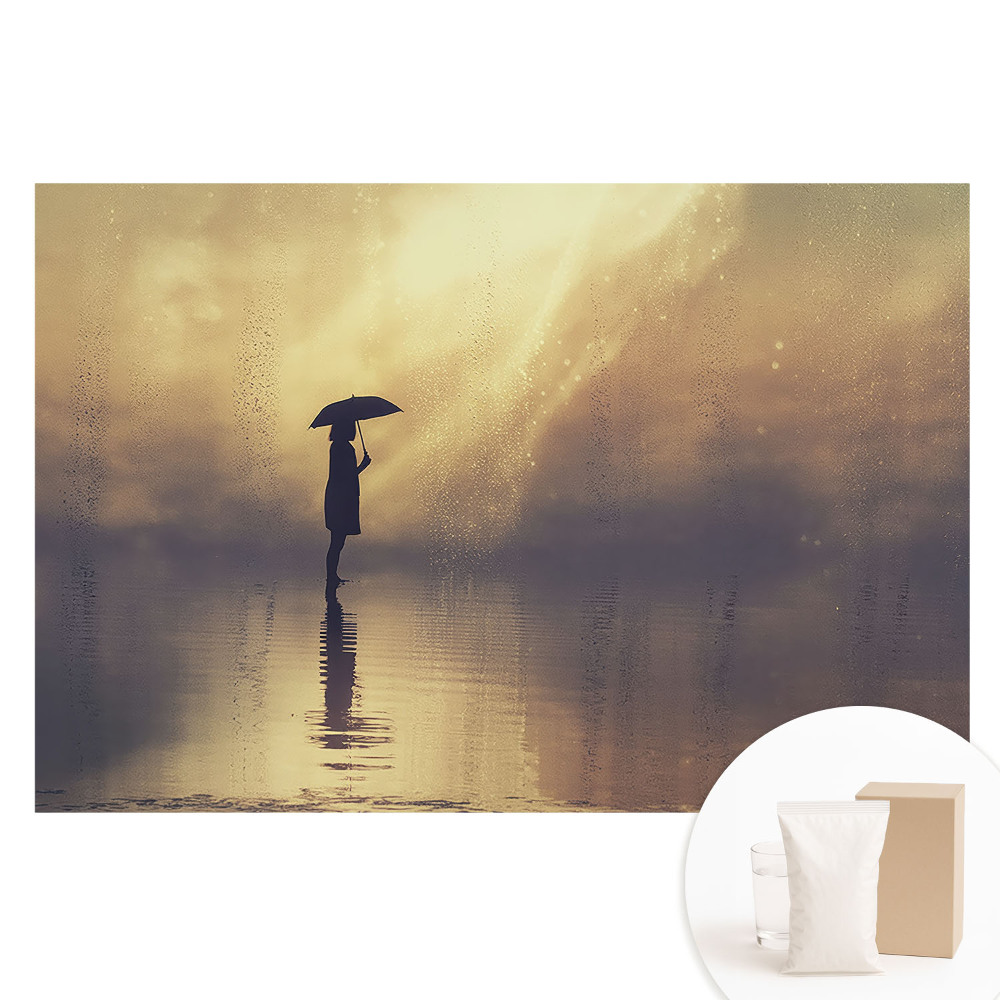 Fototapeta s potiskem na netkané textilii Postava v dešti, záře harmonie