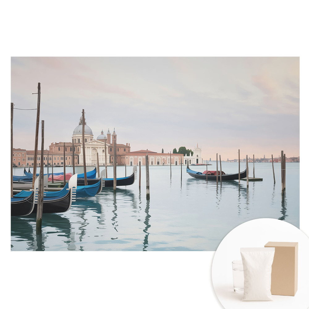 Fototapeta na netkané textilii Okouzlující laguna, gondoly, pastelové barvy