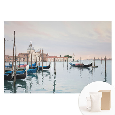 Fototapeta na netkané textilii Okouzlující laguna, gondoly, pastelové barvy