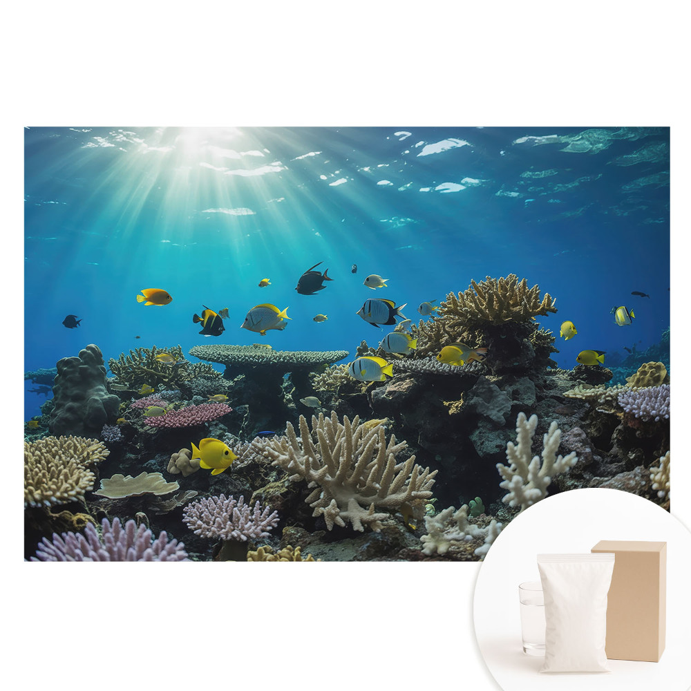 Netkaná fotografická tapeta Podvodní korály a barevné ryby
