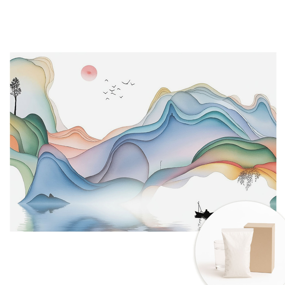 Netkaná fotografická tapeta Pastelová krajina s zvlněnými horami