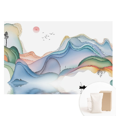 Netkaná fotografická tapeta Pastelová krajina s zvlněnými horami