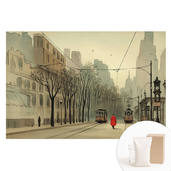 Netkaná fotografická tapeta Město podzimní ráno klasická symetrie