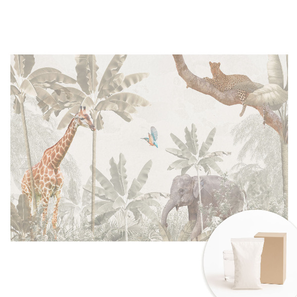 Netkaná fotografická tapeta Exotická fauna a flóra v pastelových tónech