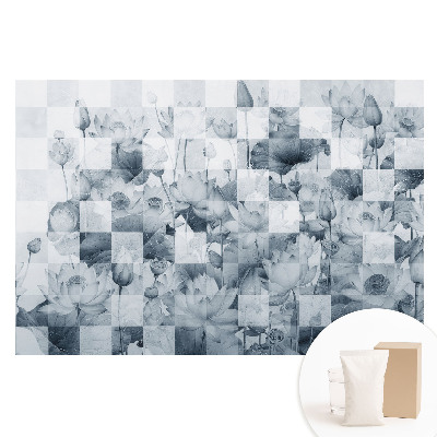 Fototapeta na netkané textilii s motivem moderních lotosových květů v geometrickém stylu