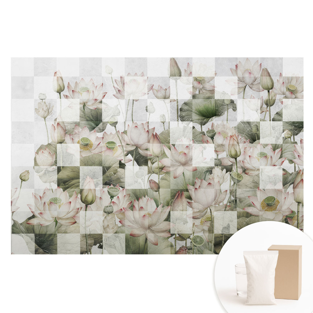 Fototapeta na vliesu Lotosové květy a geometrické vzory