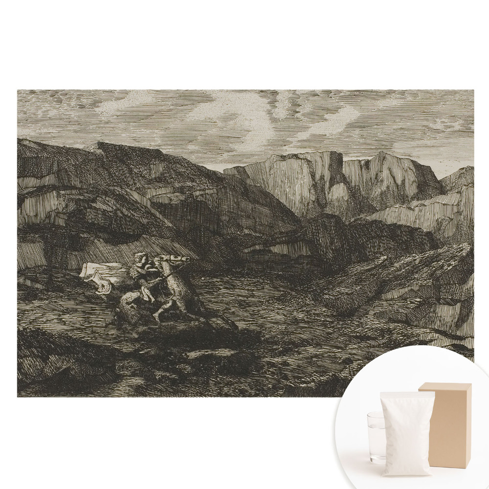 Netkaná fotografická tapeta Klasický jezdec v horské krajině