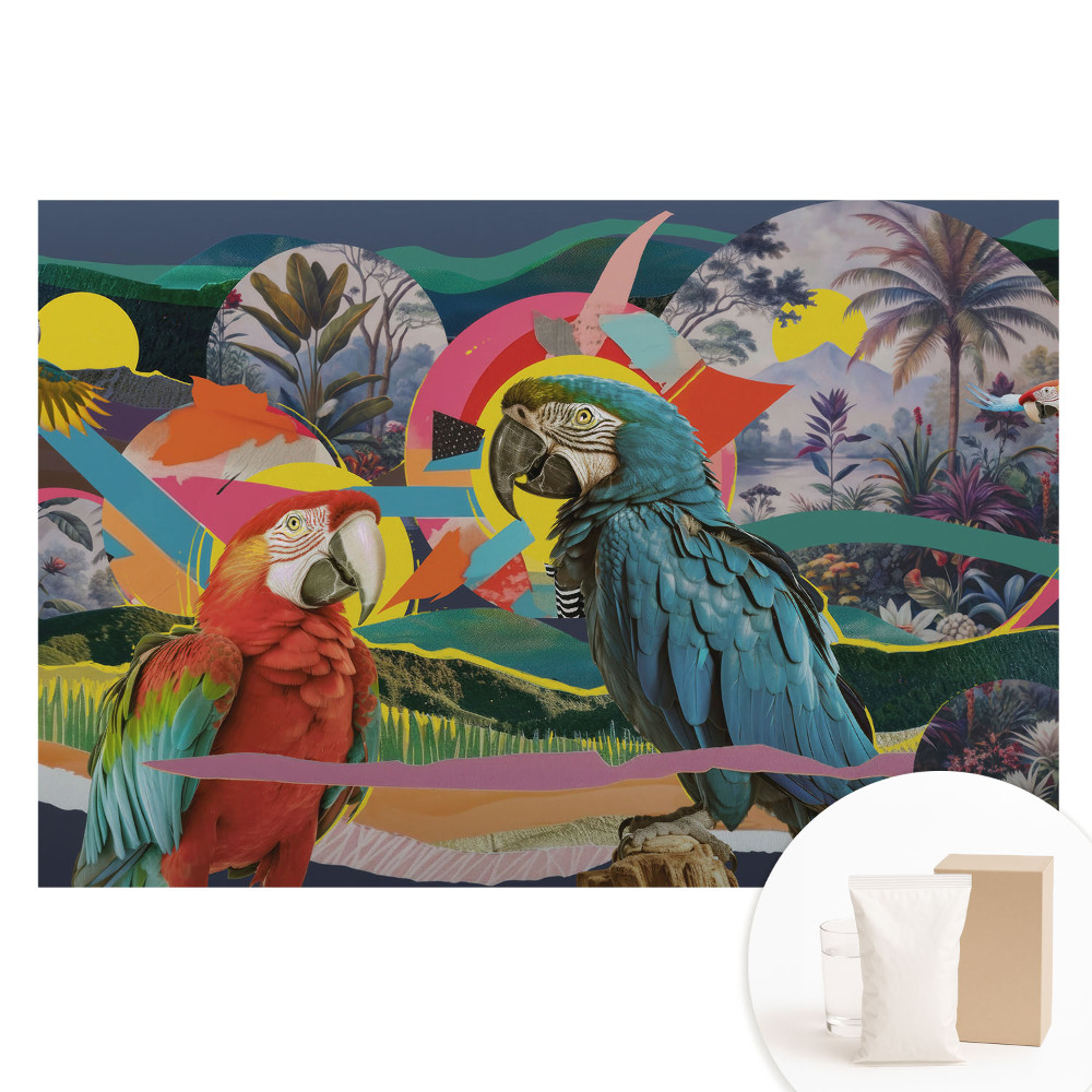 Fototapeta s potiskem na netkané textilii Barevní papoušci v tropickém prostředí