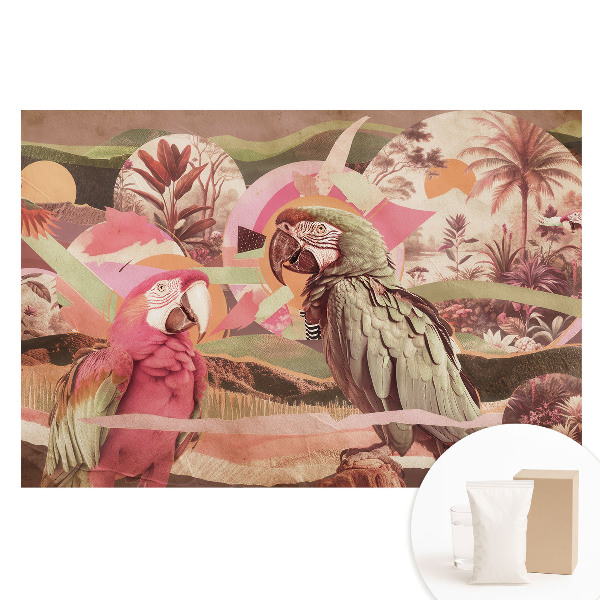 Netkaná tapeta Exotických papoušků a tropické vegetace