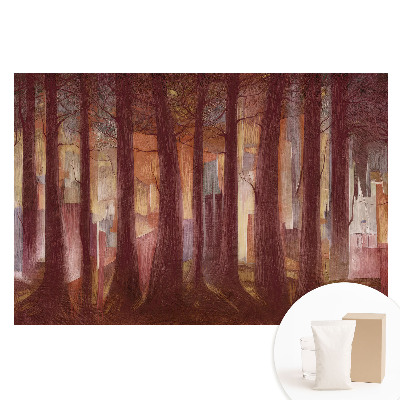 Fototapeta na netkané textilii Les s abstraktními budovami v pozadí