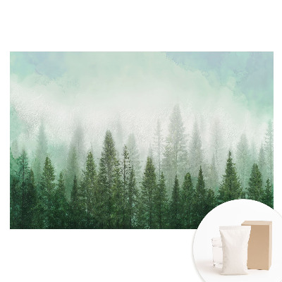 Fototapeta na netkané textilii Lesní krajina s obrysem vlka