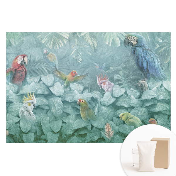 Netkaná tapeta s potiskem Barevní papoušci v tropické džungli