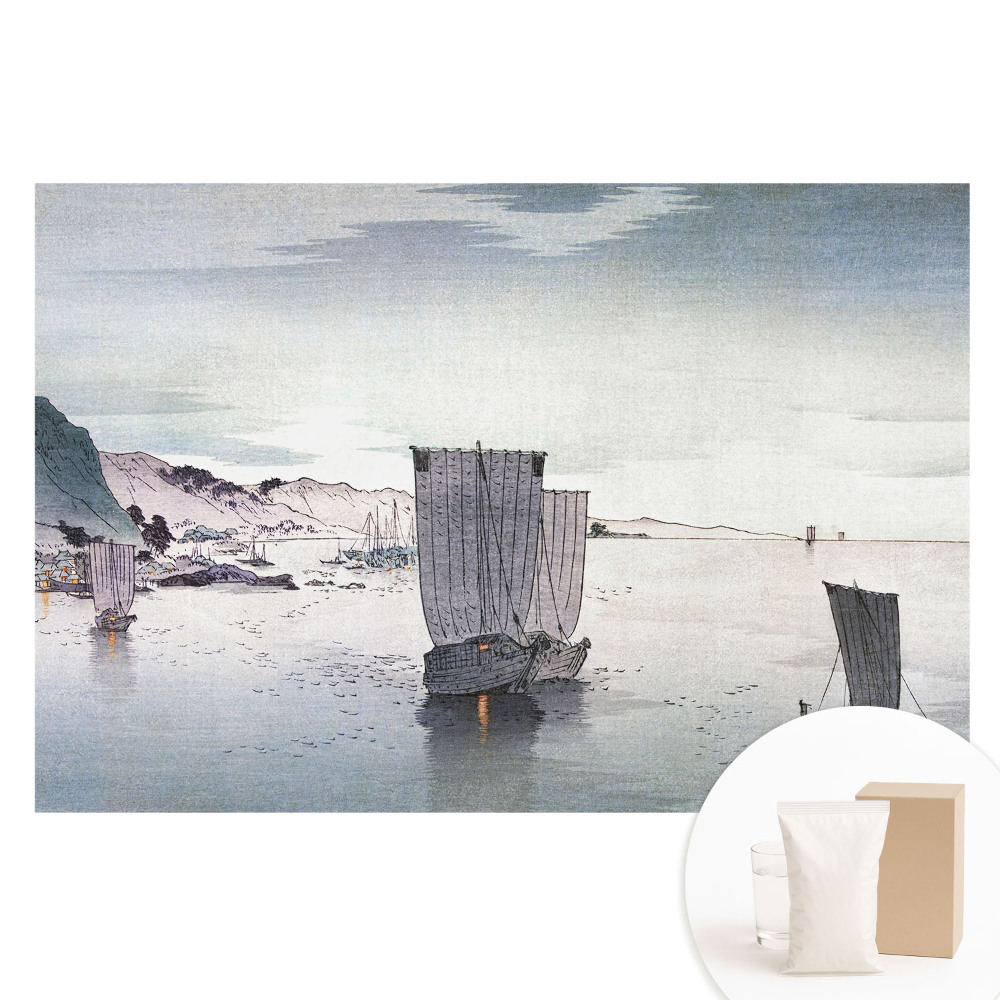 Netkaná fotografická tapeta Plachetnice na klidné vodní ploše mezi kopci