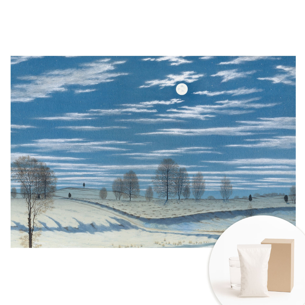 Netkaná tapeta Náladová zimní krajina pod měsícem