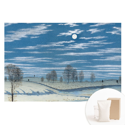 Netkaná tapeta Náladová zimní krajina pod měsícem