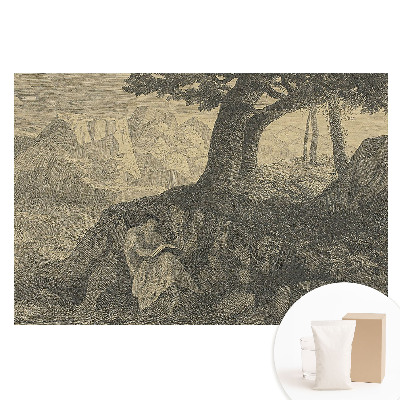 Netkaná tapeta Atmosférické čtení krajiny pod stromem