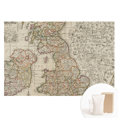Fototapeta s potiskem na netkané textilii Stará mapa Britských ostrovů s detaily.
