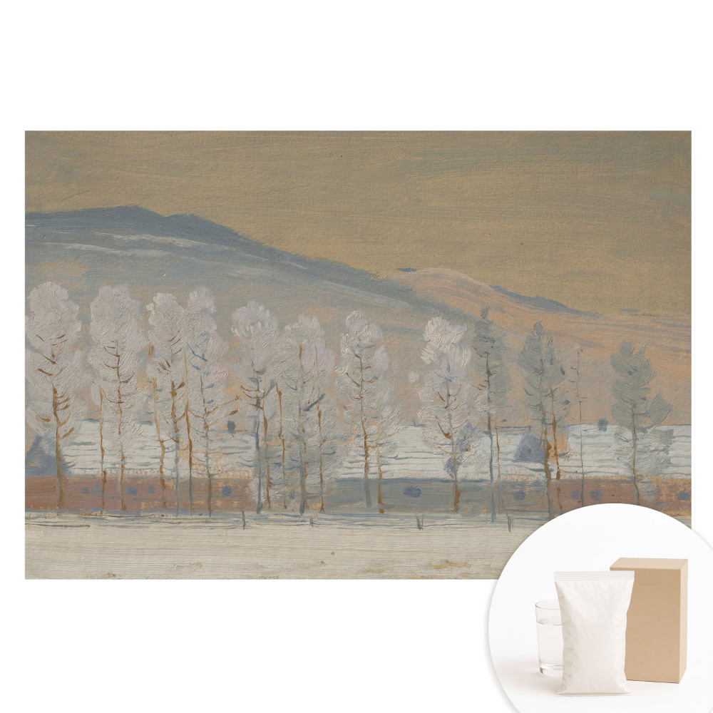 Netkaná tapeta Zimní horská krajina s malebnými chatkami