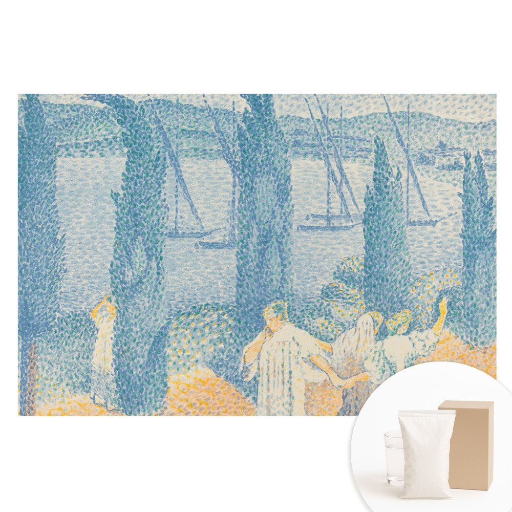 Fototapeta s potiskem na netkané textilii Krajina se stromy u jezera