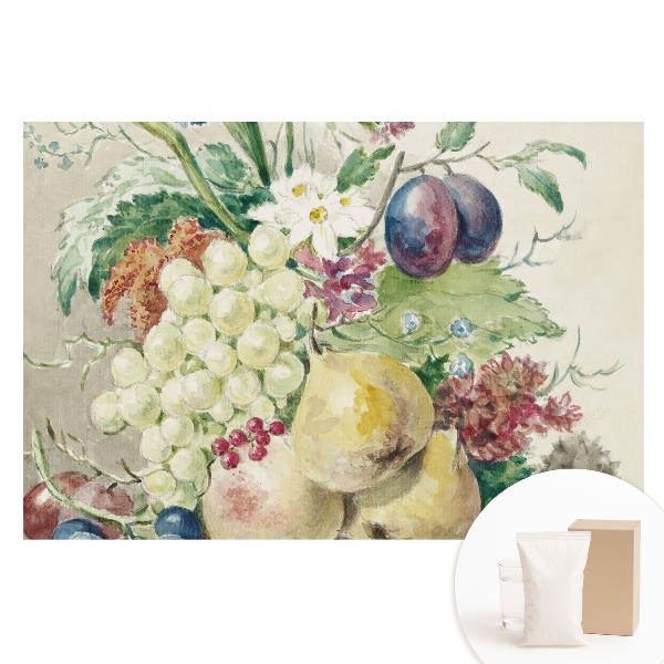 Fotografická tapeta na netkané textilii Zátiší s ovocem a květinami
