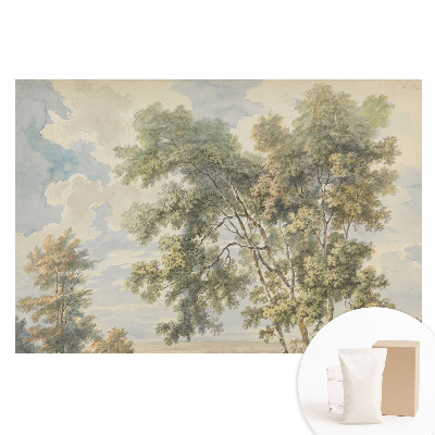 Netkaná tapeta s potiskem Uklidňující krajina stromů a nebe