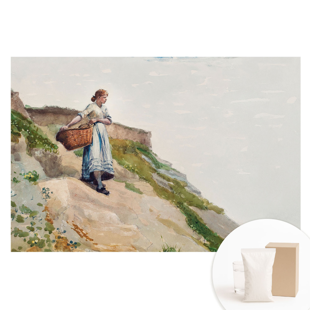 Netkaná tapeta Žena s košíkem na svahu