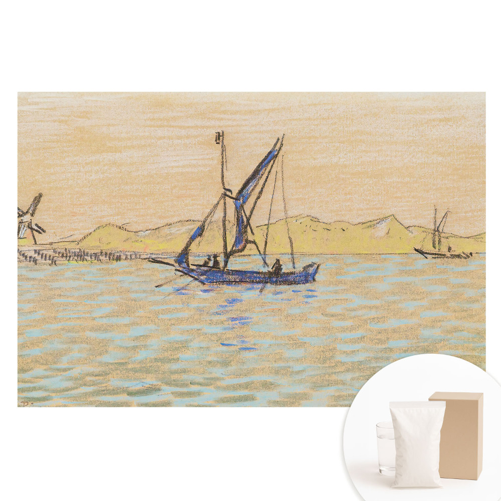 Netkaná fotografická tapeta Pastelová krajina větrný člun